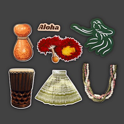 AHS Hula Magnet & Sticker Collection (7 Pieces)                            